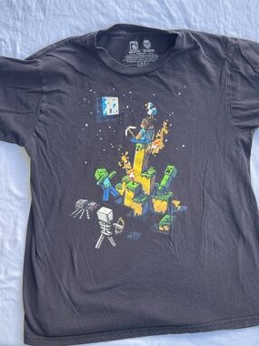 Mens Minecraft Graphic Short Sleeve Tee Black J!NX Mojang Gamer T-Shirt Medium